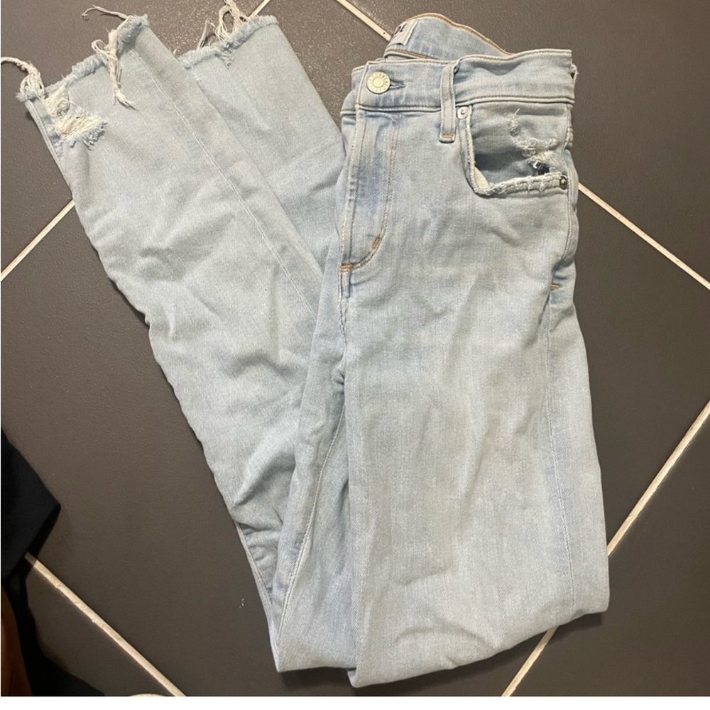 Womens AGOLDE DENIM SZ 25 Light wash distressed skinny stretch Jean in EUC